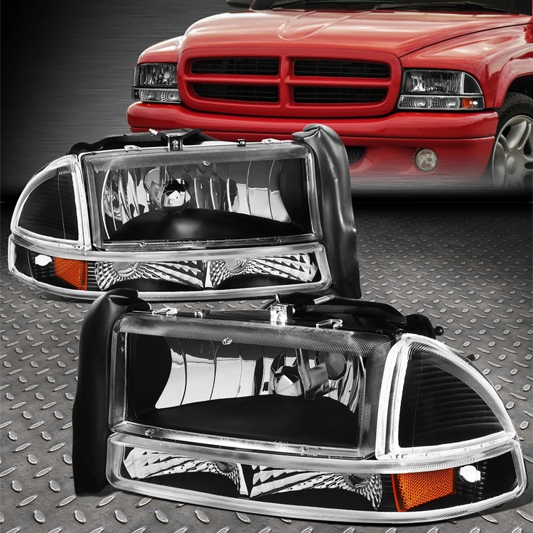Black Housing Headlights Amber Corners 97-04 Dakota,Durango